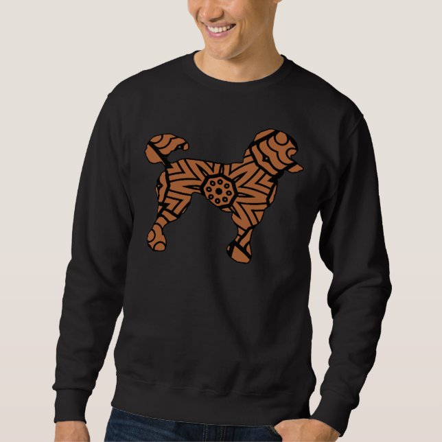 Sweatshirt Chien de caniche Mandala mignonne Noir Brown Chiot (Devant)
