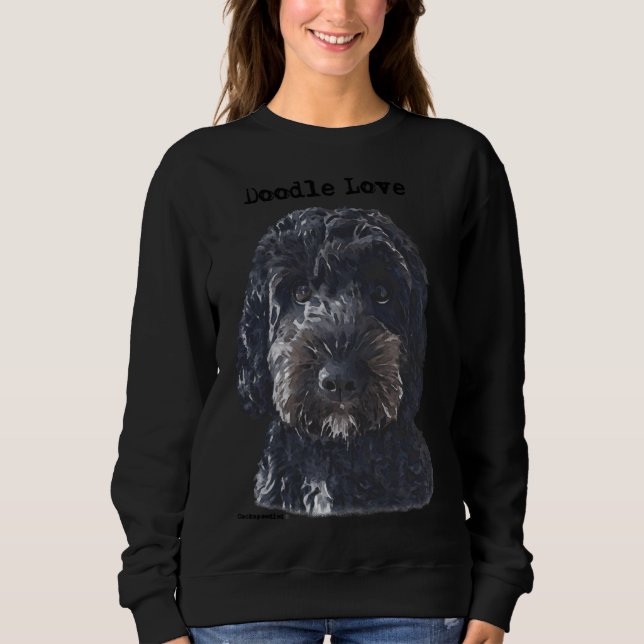 Sweatshirt Chien de Doodle Noir (Devant)