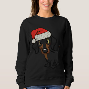 Sweatshirt Chien de Noël Cute Dachshund portant le chapeau du