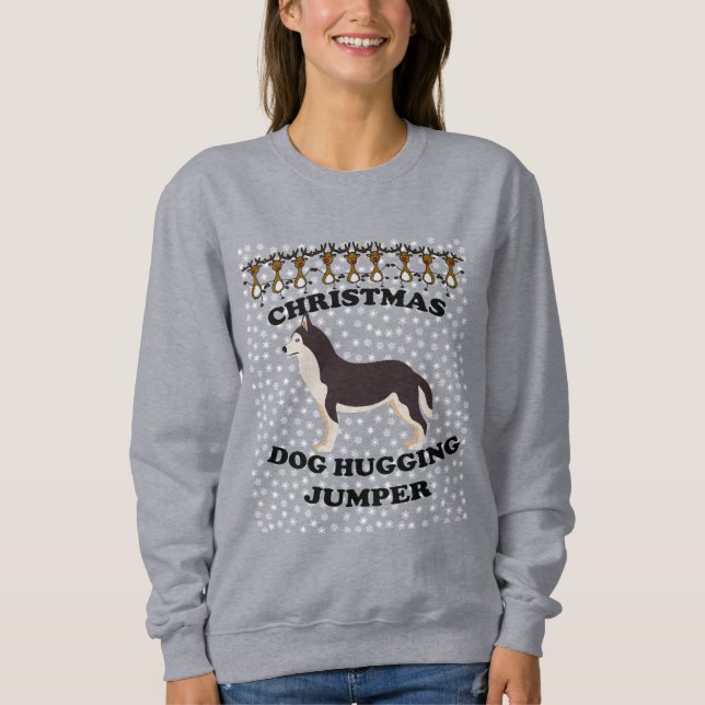 Sweatshirt Chien de Noël de Husky, chien (Devant)