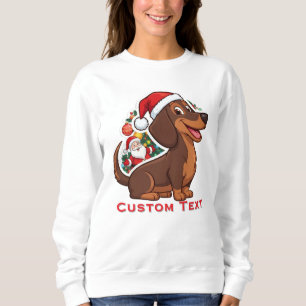 Sweatshirt Chien de Noël joueur avec un chapeau de Père Noël