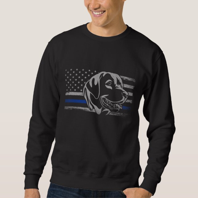 Sweatshirt Chien de police de la ligne bleue mince du Labrado (Devant)