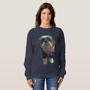 Sweatshirt Chien de Shih Tzu de hippie