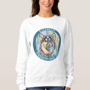 Sweatshirt Chien de traîneau observé par bleu abstrait le