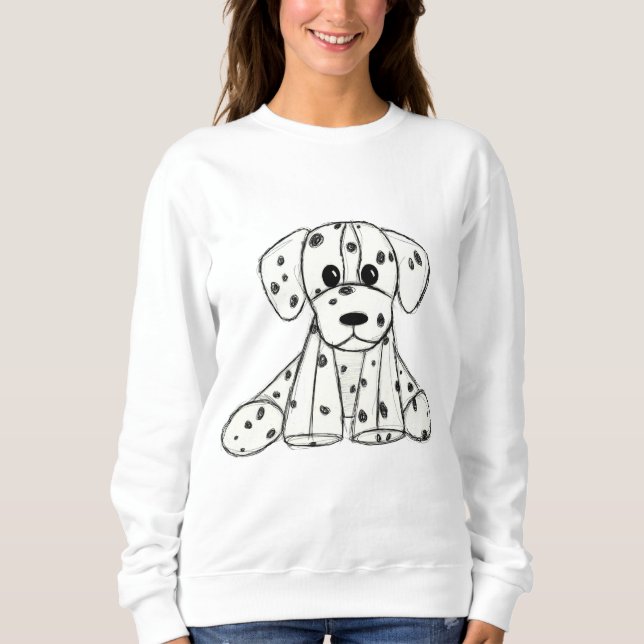 Sweatshirt Chien en dalmate dessin simple noir (Devant)