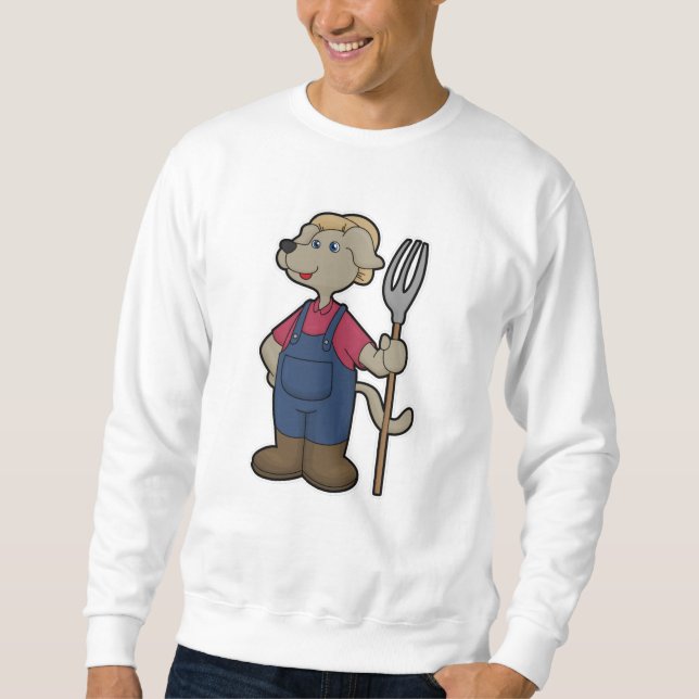 Sweatshirt Chien en fermier avec Rake & Casquette (Devant)