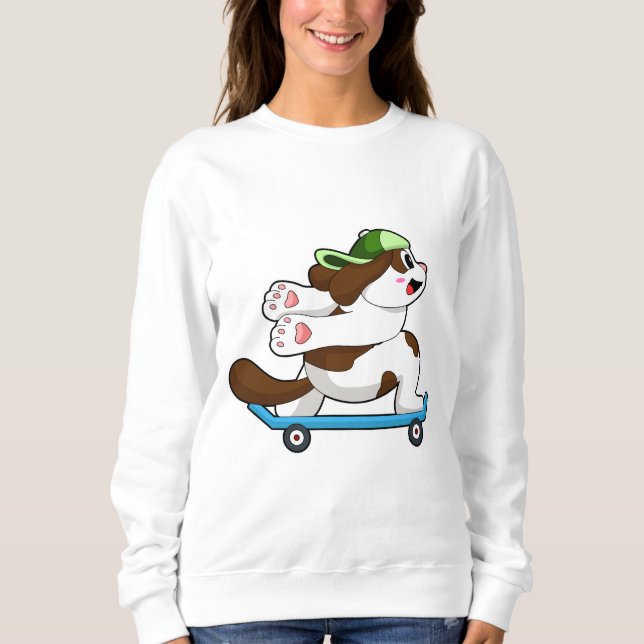 Sweatshirt Chien en Skate avec Skateboard (Devant)