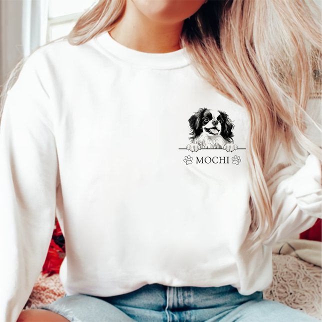 Sweatshirt Chien japonais Chin Personnalisé Dessin À La Main (Créateur téléchargé)