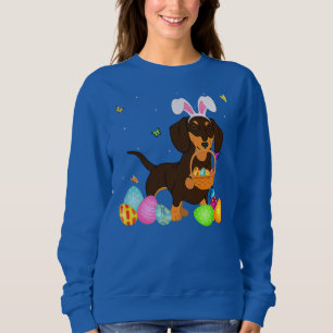 Sweatshirt Chien Maman Cadeau Cute Bunny Dachshund Oeufs Jour