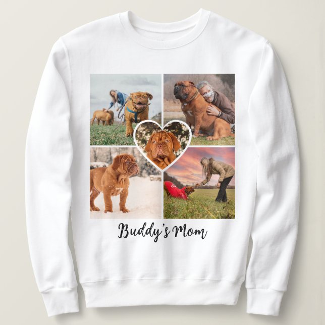 Sweatshirt Chien Maman Custom 5 Animal Photo Collage Grille & (Design devant)