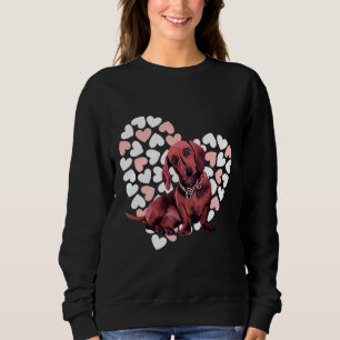 Sweatshirt Chien mignon Dachshund Sur Arrière - plan Coeur