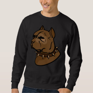 Sweatshirt Chien Pitbull Brown avec collier