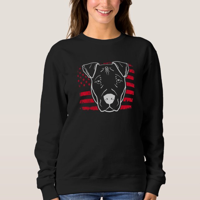 Sweatshirt Chien Pitbull Us drapeau américain 2 (Devant)