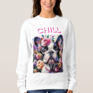 Sweatshirt Chien-taureau français avec peinture impressionnis