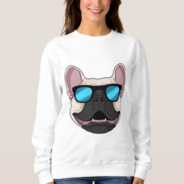 Sweatshirt Chien-taureaux français avec lunettes de soleil (Devant)