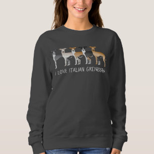 Sweatshirt Chiens De Dessin Grisons Italiens Avec Texte Perso