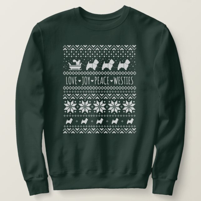 Sweatshirt Chiens de Noël des Westis de Noël des Terriers bla (Design devant)