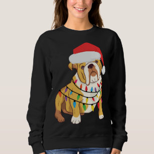 Sweatshirt Chiens de taureaux avec chapeau de Père Noël et lu