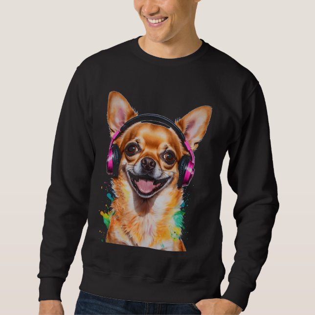 Sweatshirt Chihuahua Casques Chien Funny Animal Art Imprimer  (Devant)