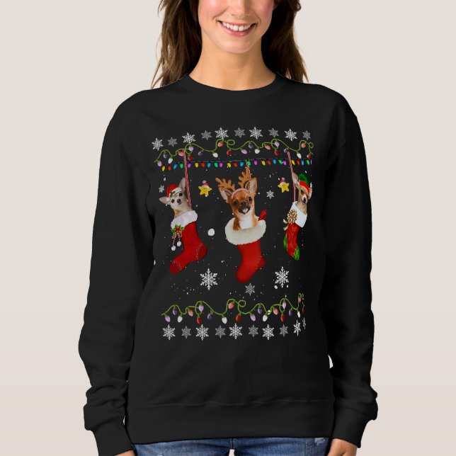Sweatshirt Chihuahua Chaussettes de Noël illumine les fêtes d (Devant)