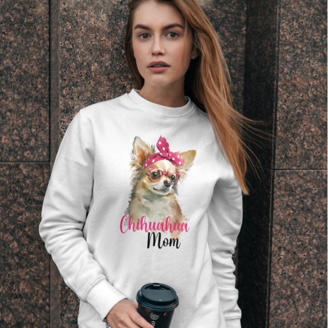 Sweatshirt Chihuahua Chien mignon rose Maman (Créateur téléchargé)