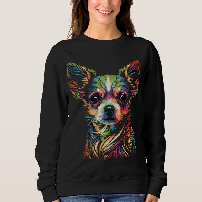 Sweatshirt Chihuahua Face Cute Colorful Beautiful  Dog (Devant)