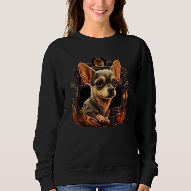 Sweatshirt Chihuahua  Firefighter Fireman Cool Dog Men Hat Fi (Devant)