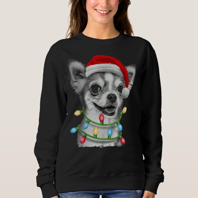 Sweatshirt Chihuahua Père Noël Jeu de Noël Lumières Noël Boys (Devant)