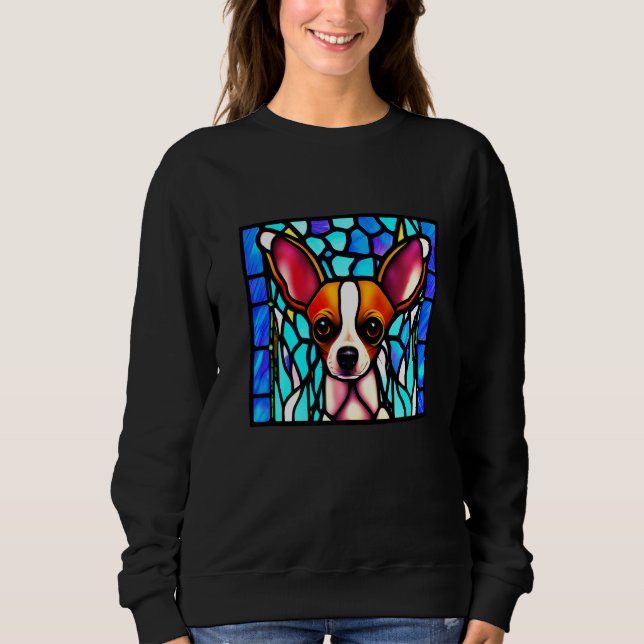 Sweatshirt Chihuahua - Stained Glass Pop Art Premium_8 (Devant)
