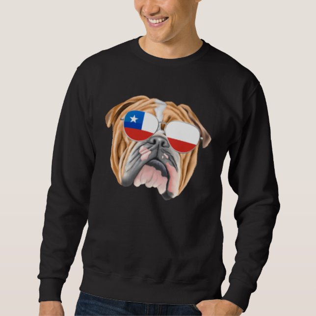 Sweatshirt Chilean Flag Bulldog Dog Chile Pocket (Devant)