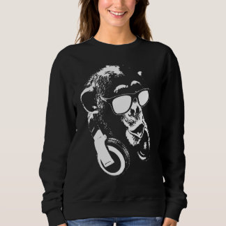 Sweatshirt Chimpanzé avec casque audio et lunettes de soleil