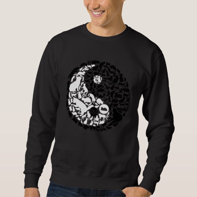 Sweatshirt Chinese Cats Yin Yang Symbol Cat (Devant)