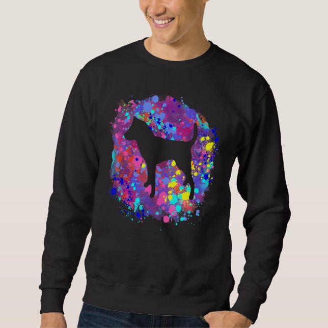 Sweatshirt Chinook Chien rose Aquarelle Splatz Art Aimer Chie (Devant)