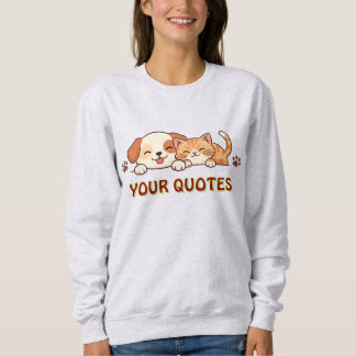 Sweatshirt Chiot mignon et chaton qui se câlinent
