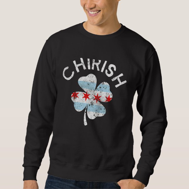 Sweatshirt Chirish Chicago Flag Lucky C St Patrick's Day Ragl (Devant)