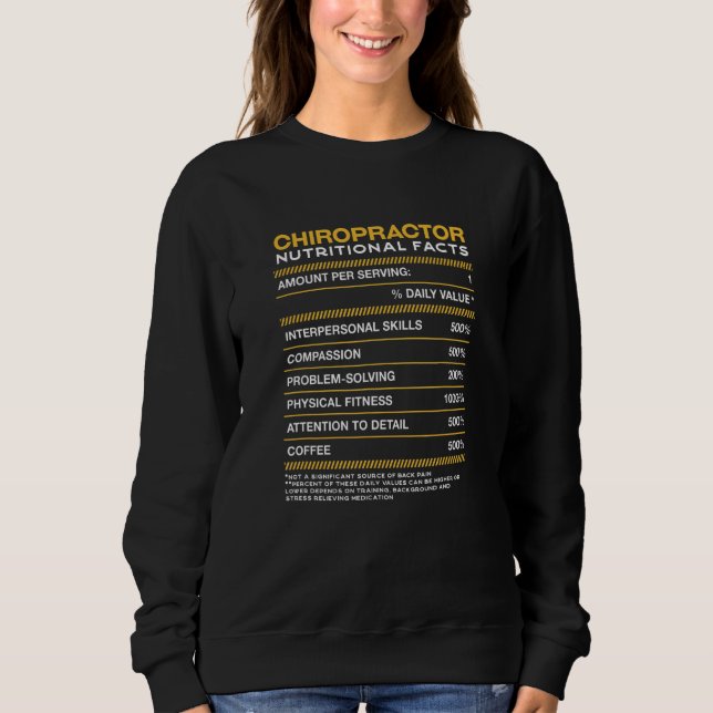 Sweatshirt Chiropraticien Valeur nutritive Chiropratique (Devant)