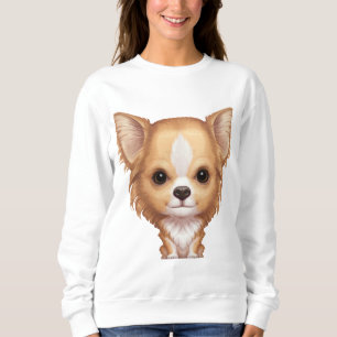 Sweatshirt Chiwawa beige et blanc aux cheveux longs