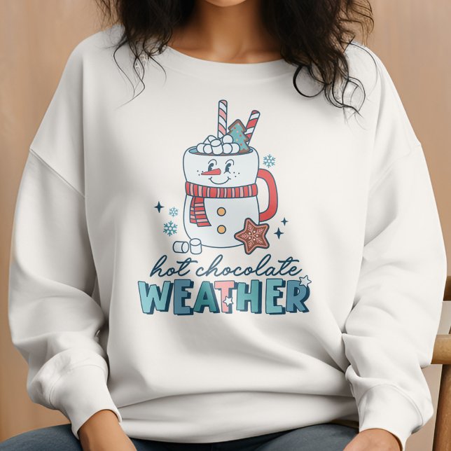 Sweatshirt Chocolat chaud rétro Météo Snowman hiver (Créateur téléchargé)