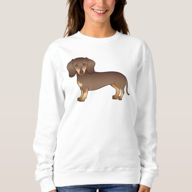 Sweatshirt Chocolat Et Tan Smooth Coat Dachshund Chien Concep (Devant)