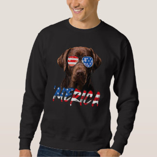 Sweatshirt Chocolat Labrador American Flag Lab Dog 4th Of J