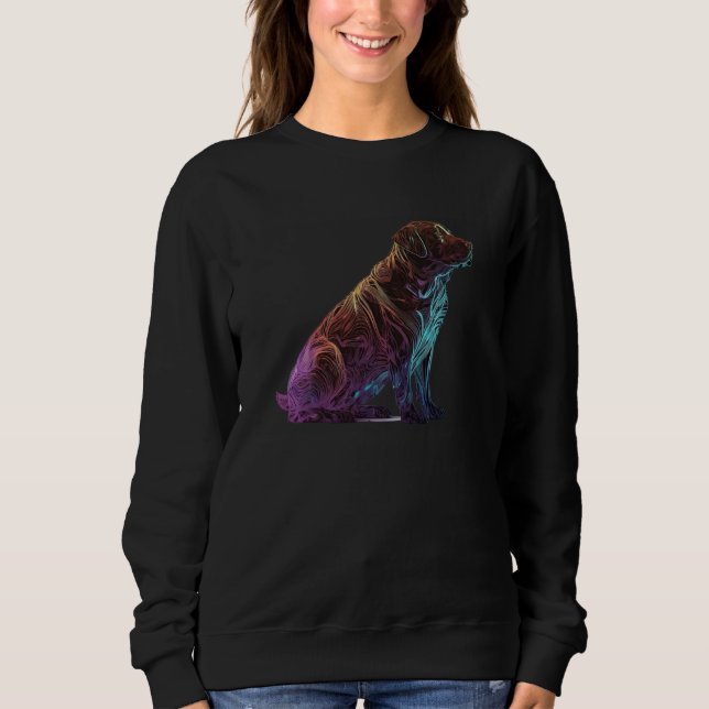 Sweatshirt Chocolate Labrador Synthwave 80s Retrowave Aesthet (Devant)