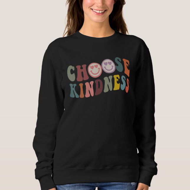 Sweatshirt Choisissez Kindness Vintage mignon Visage souriant (Devant)