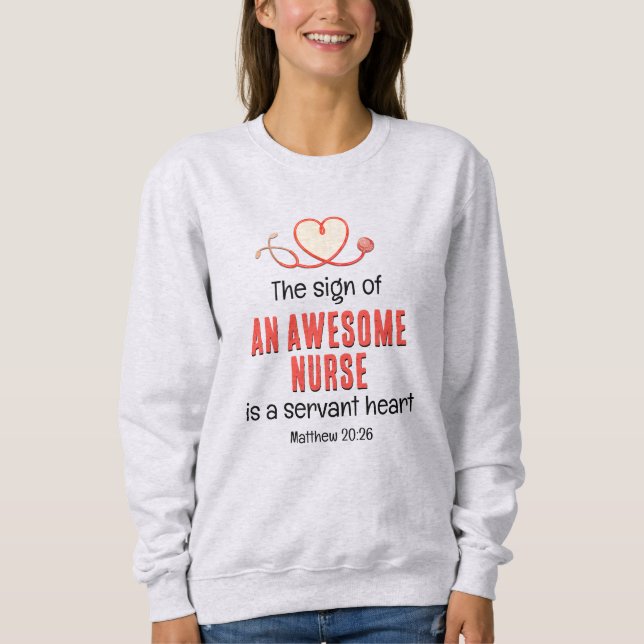 Sweatshirt Christian AWESOME NURSE SERVANT COEUR Personnalisa (Devant)