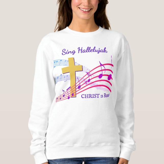 Sweatshirt Christian HALLELUJAH CHRIST IS RISEN Easter (Devant)