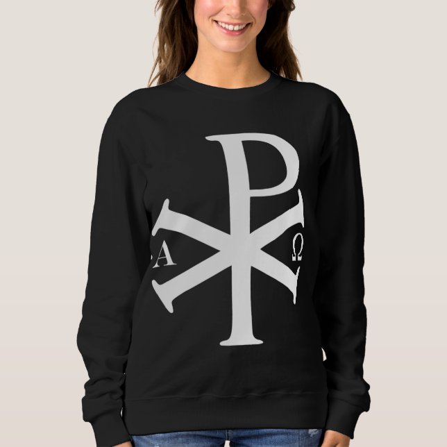 Sweatshirt Christian History Alpha Omega Chi Rho byzantine Ch (Devant)