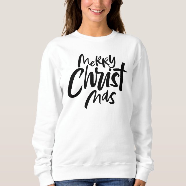 Sweatshirt Christian Joyeux Noël Lettering Religion Jésus (Devant)