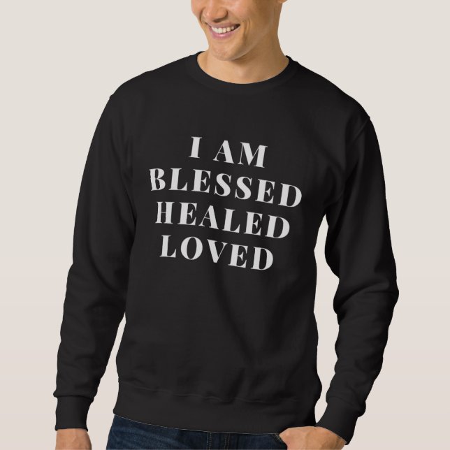 Sweatshirt Christian Sayings Clothing Blessed Heilt Loved Chr (Devant)