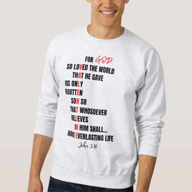 Sweatshirt Christian Valentine Stylish John 3:16 Bible Verse (Devant)