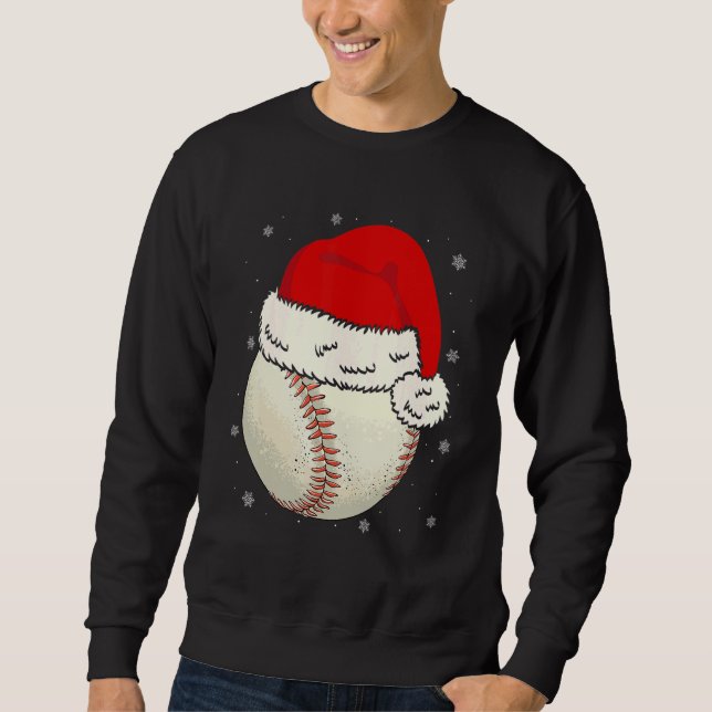 Sweatshirt Christmas Baseball Ball Santa Hat Xmas Boys Catche (Devant)