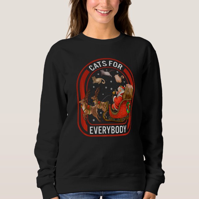 Sweatshirt Christmas Cats For Everybody Santa Reindeer Cat Ch (Devant)